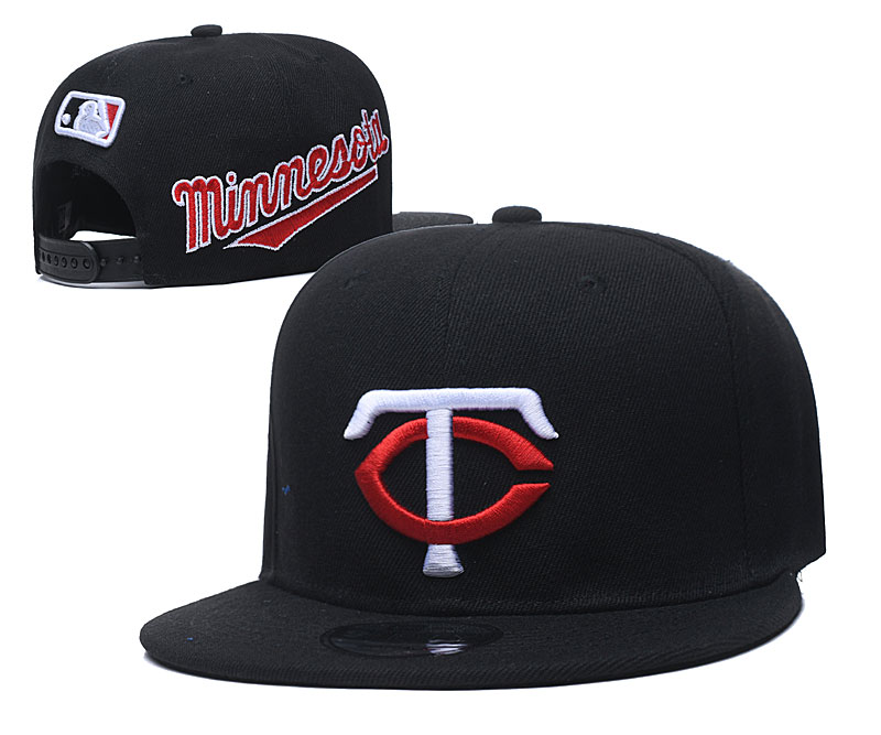 Twins Team Logo Black Adjustable Hat GS