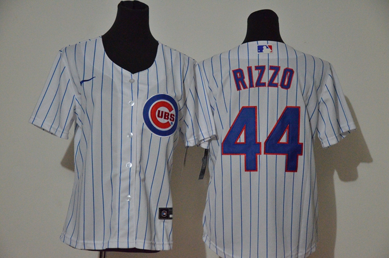 Cubs 44 Anthony Rizzo White Women Nike Cool Base Jersey