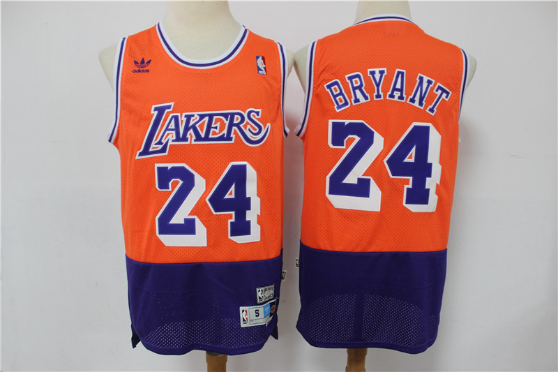 Lakers 24 Kobe Bryant Orange Navy Split Hardwood Classics Jersey - Click Image to Close