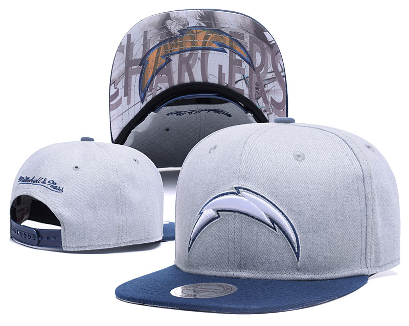 Chargers Team Logo Gray Mitchell & Ness Adjustable Hat LH.jpeg - Click Image to Close