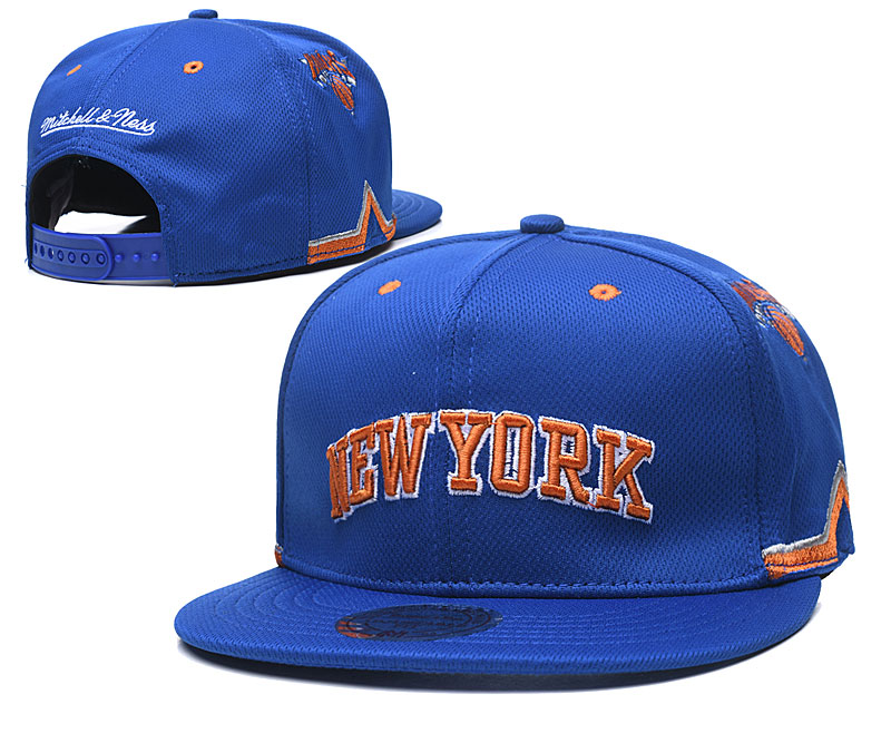 Knicks Team Logo Royal Mitchell & Ness Adjustable Hat TX