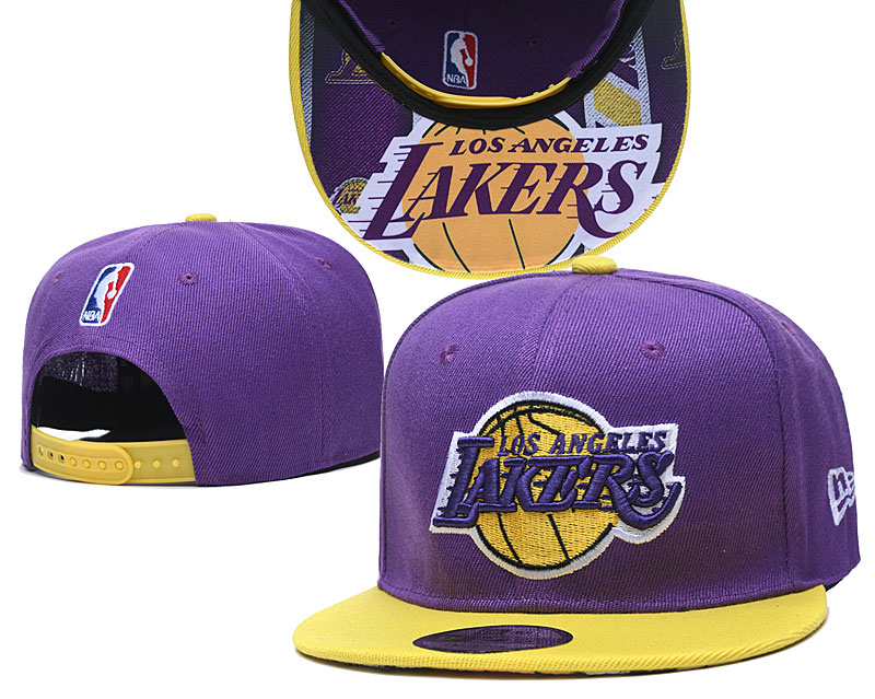 Lakers Team Logo Purple Yellow Adjustable Hat TX
