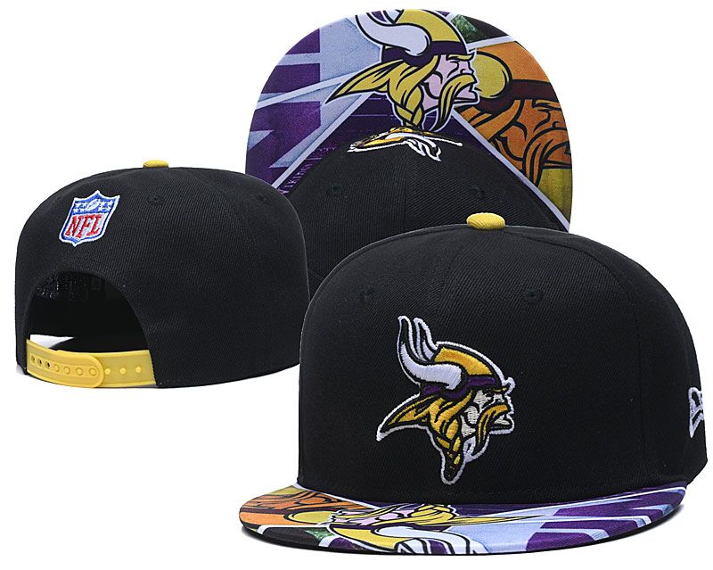 Vikings Team Logo Black Adjustable Hat LH