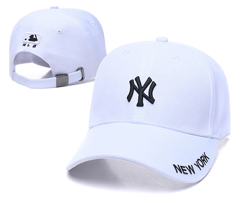 Yankees Team Logo White Peaked Adjustable Hat TX