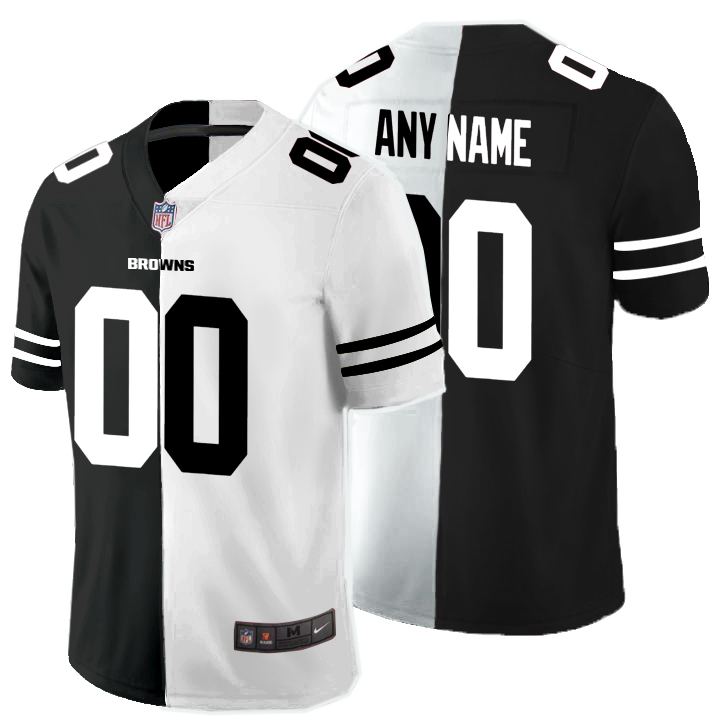 Nike Browns Customized Black And White Split Vapor Untouchable Limited Jersey