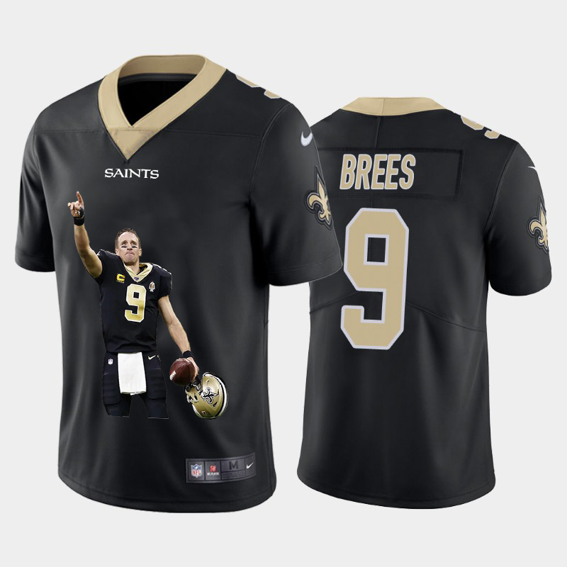 Nike Saints 9 Drew Brees Black Player Name Logo Vapor Untouchable Limited Jersey