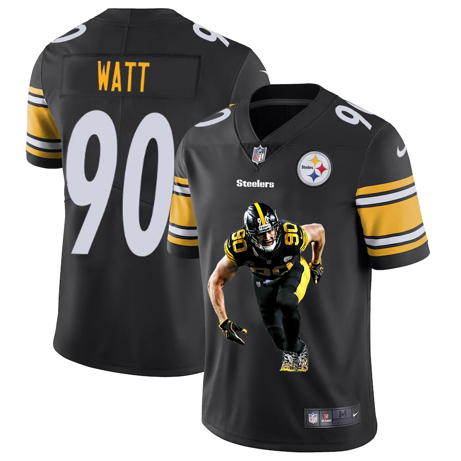 Nike Steelers 90 T.J. Watt Black Player Name Logo Vapor Untouchable Limited Jersey