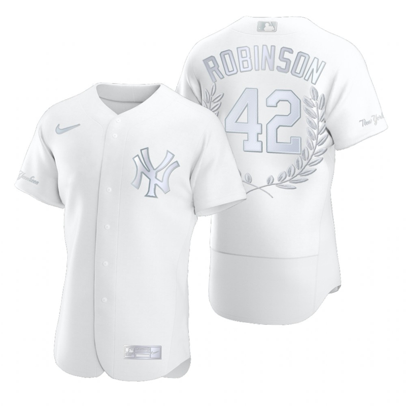 Yankees 42 Jackie Robinson White Nike Flexbase Fashion Jersey