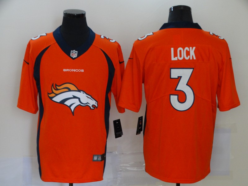 Nike Broncos 3 Drew Lock Orange Team Big Logo Vapor Untouchable Limited Jersey