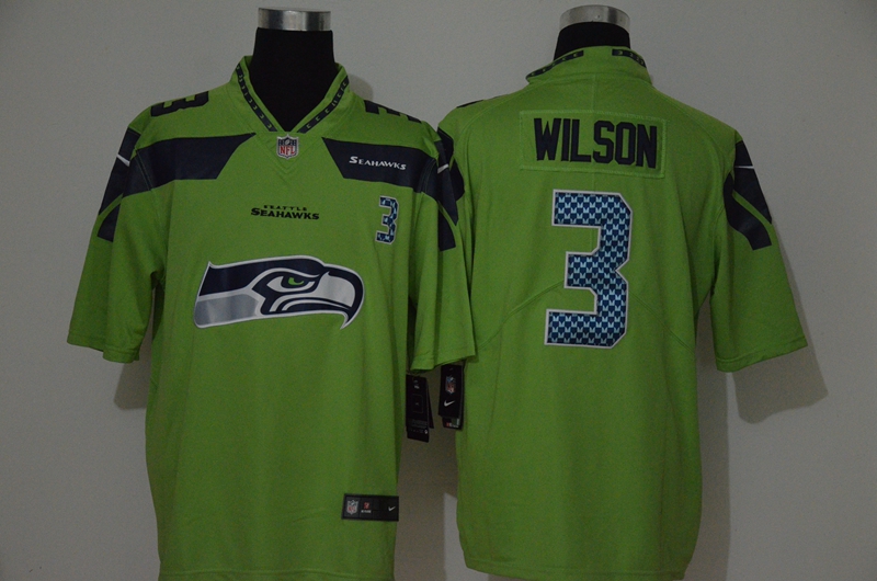 Nike Seahawks 3 Russell Wilson Green Team Big Logo Number Vapor Untouchable Limited Jersey