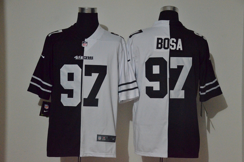 Nike 49ers 97 Nick Bosa Black And White Split Vapor Untouchable Limited Jersey