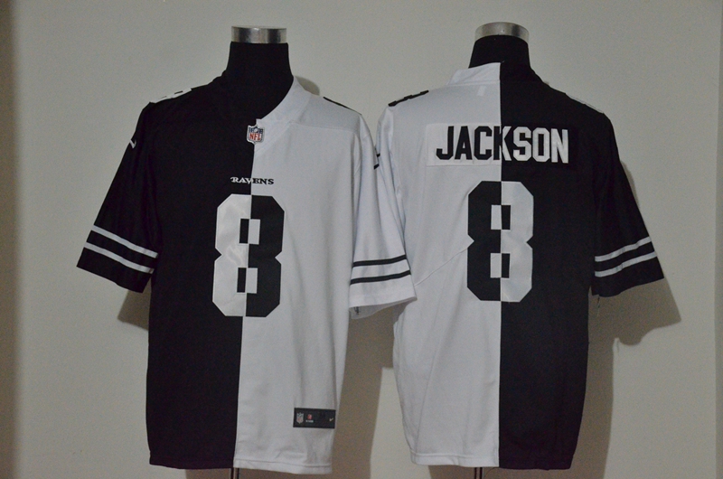 Nike Ravens 8 Lamar Jackson Black And White Split Vapor Untouchable Limited Jersey
