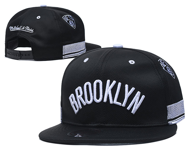 Nets Team Logo Black Mitchell & Ness Adjustable Hat TX - Click Image to Close