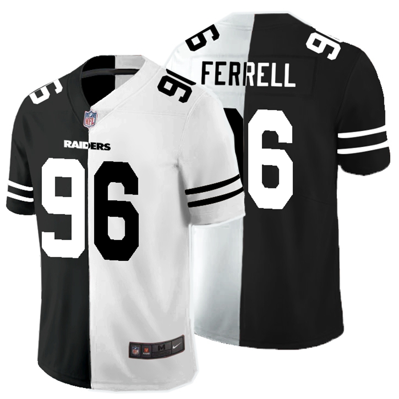 Nike Raiders 96 Clelin Ferrell Black And White Split Vapor Untouchable Limited Jersey - Click Image to Close