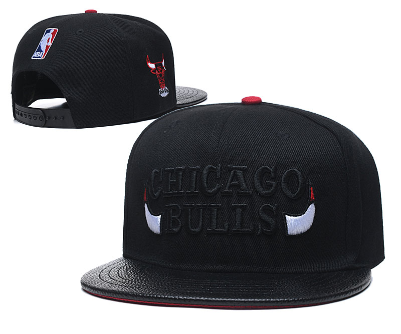 Bulls Team Logo Black Adjustable Hats TX