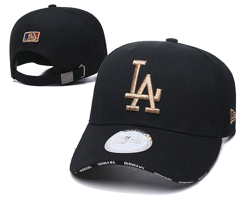 Dodgers Team Logo Black Peaked Adjustable Hat TX