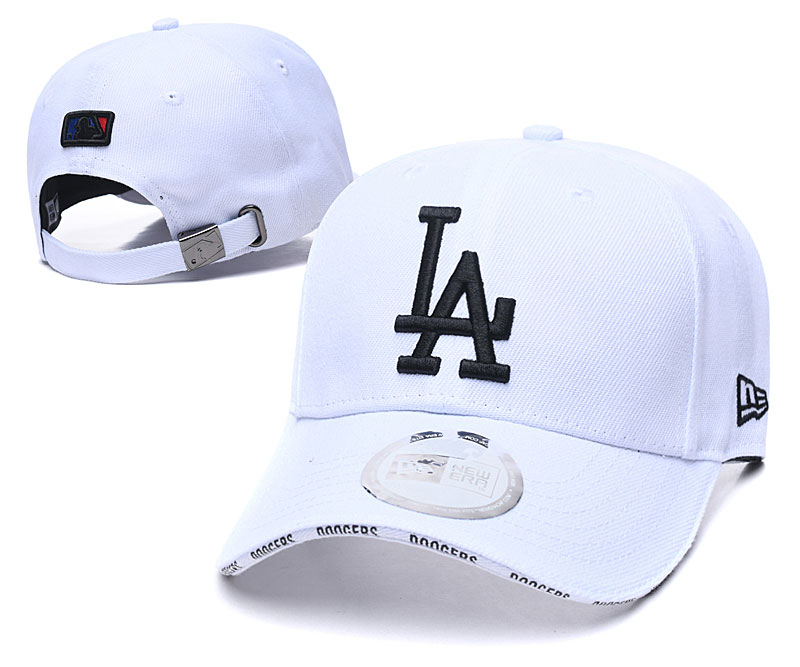 Dodgers Team Logo White Peaked Adjustable Hat TX - Click Image to Close