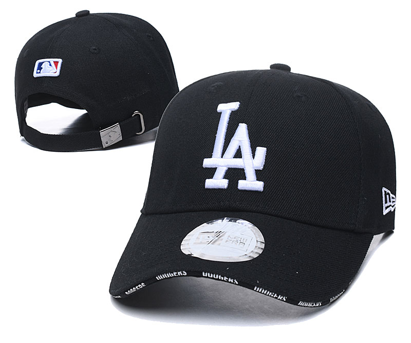 Dodgers Team White Logo Black Peaked Adjustable Hat TX - Click Image to Close