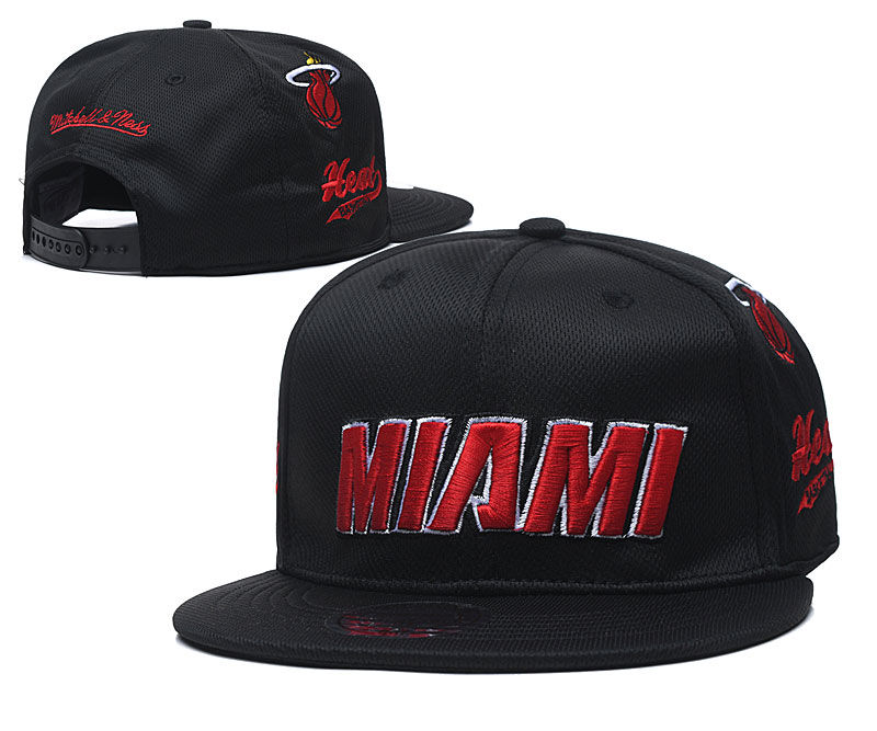 Heat Team Logo Black Mitchell & Ness Adjustable Hat TX