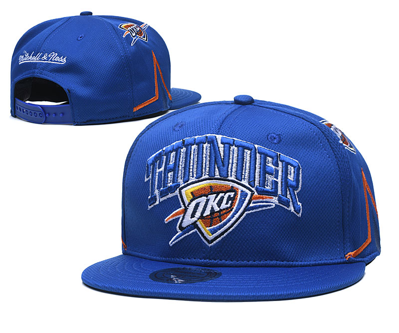 Thunder Team Logo Blue Mitchell & Ness Adjustable Hat TX