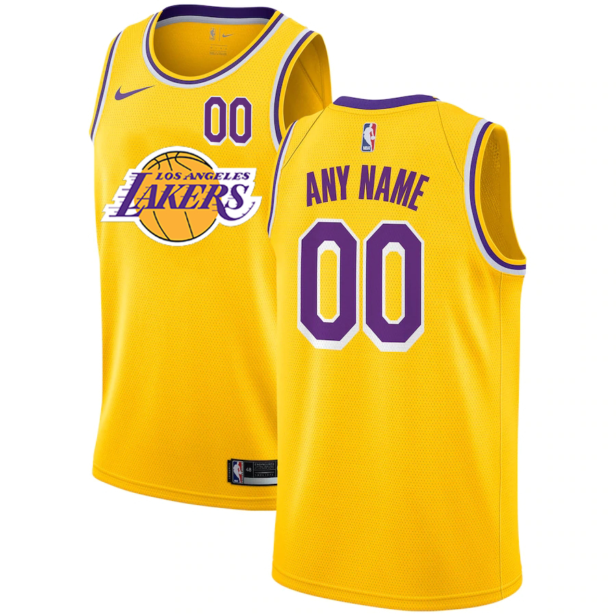 Lakers Customized Yellow Nike City Edition Number Swingman Jersey