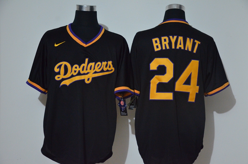 Dodgers 24 Kobe Bryant Black Nike Throwback Cool Base Jersey