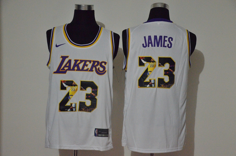 Lakers 23 Lebron James White Player Name Nike Swingman Fashion Jersey - Click Image to Close