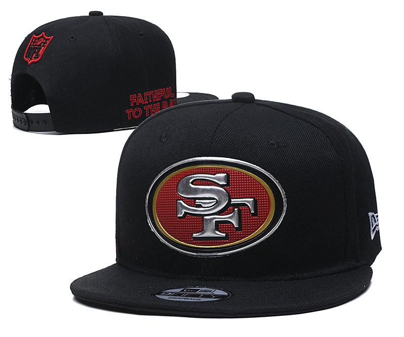 49ers Team Logo Black Adjustable Hat YD