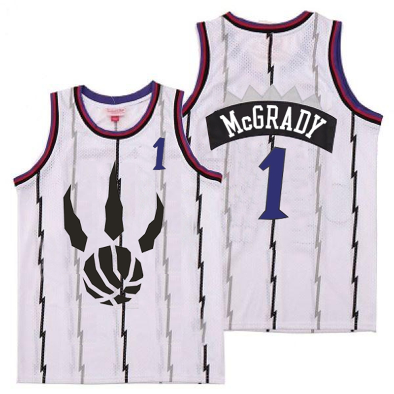 Raptors 1 Tracy McGrady White Throwback Jersey - Click Image to Close