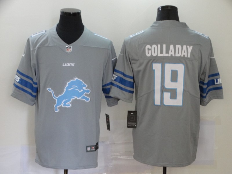 Nike Lions 19 Kenny Golladay Gray Team Big Logo Vapor Untouchable Limited Jersey - Click Image to Close