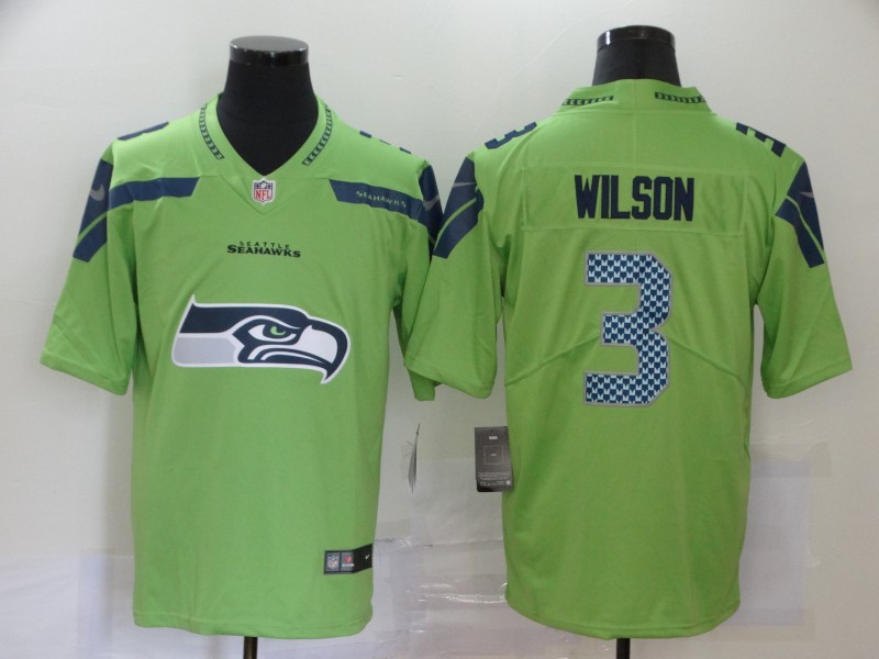Nike Seahawks 3 Russell Wilson Green Team Big Logo Vapor Untouchable Limited Jersey