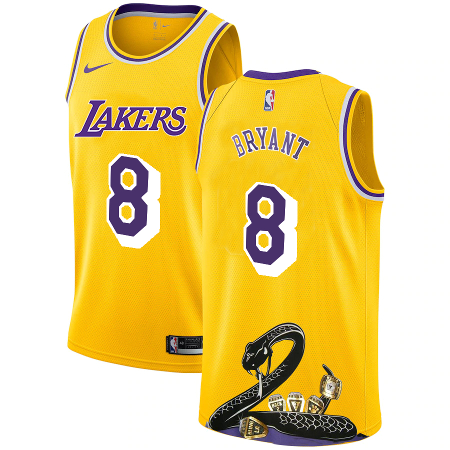 Lakers 8 Kobe Bryant Yellow Nike R.I.P Swingman Fashion Jersey