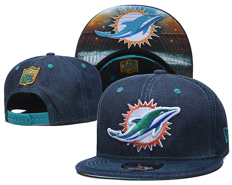 Dolphins Team Logo Navy Established Adjustable Hat YD - Click Image to Close