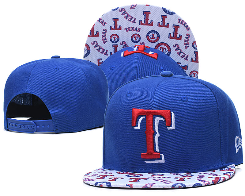 Rangers Team Logo Royal White Adjustable Hat TX - Click Image to Close