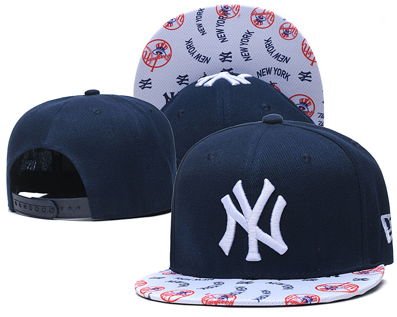 Yankees Team Logo Navy White Adjustable Hat TX