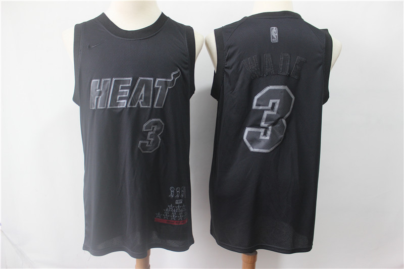 Heat 3 Dwyane Wade Black Nike Swingman MVP Jersey