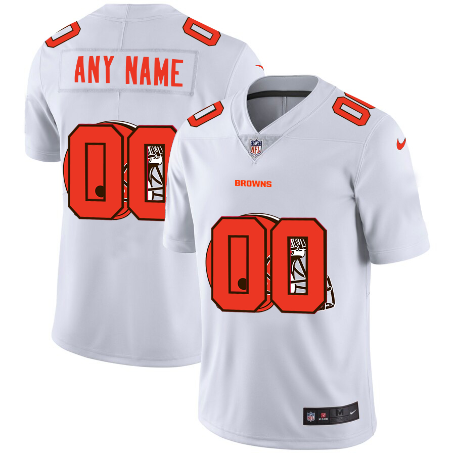 Nike Browns Customized White Team Big Logo Vapor Untouchable Limited Jersey