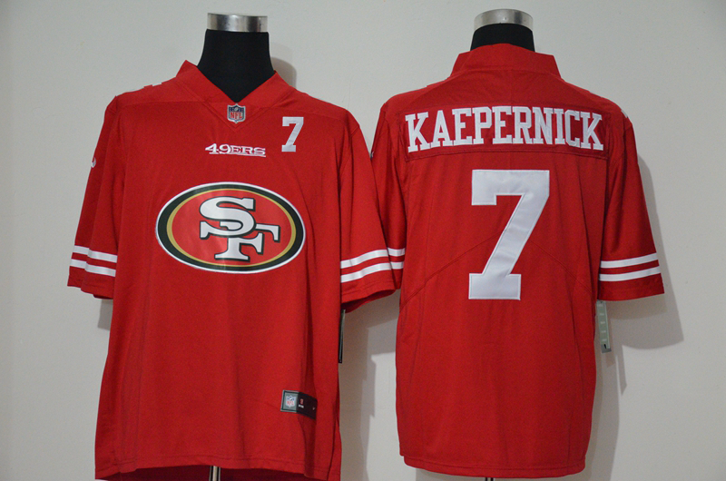 Nike 49ers 7 Colin Kaepernick Red Team Big Logo Number Vapor Untouchable Limited Jersey