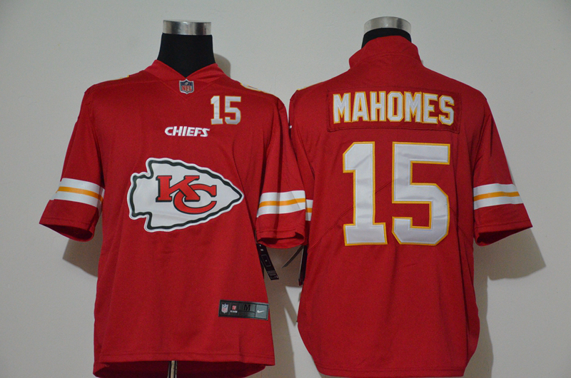 Nike Chiefs 15 Patrick Mahomes Red Team Big Logo Number Vapor Untouchable Limited Jersey