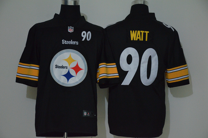 Nike Steelers 90 T.J. Watt Black Team Big Logo Number Vapor Untouchable Limited Jersey