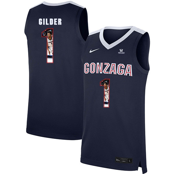 Gonzaga Bulldogs 1 Admon Gilder Navy Fashion College Basketball Jersey