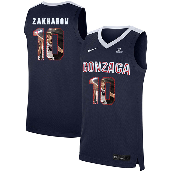Gonzaga Bulldogs 10 Pavel Zakharov Navy Fashion College Basketball Jersey