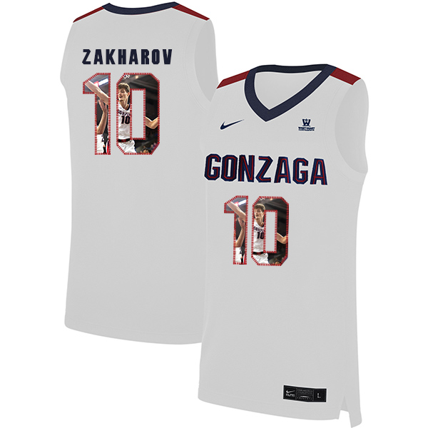 Gonzaga Bulldogs 10 Pavel Zakharov White Fashion College Basketball Jersey