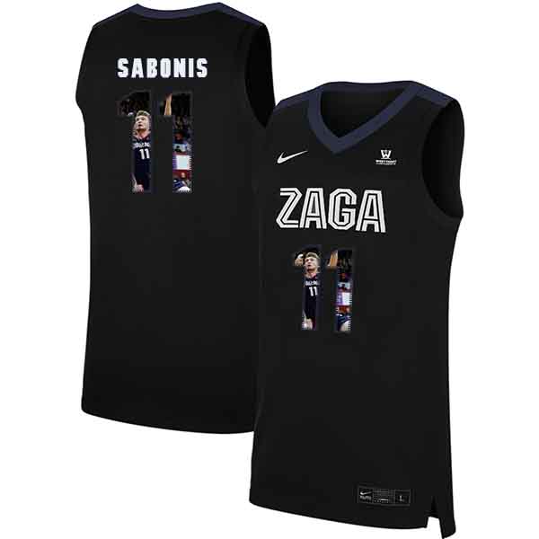 Gonzaga Bulldogs 11 Domantas Sabonis Black Fashion College Basketball Jersey