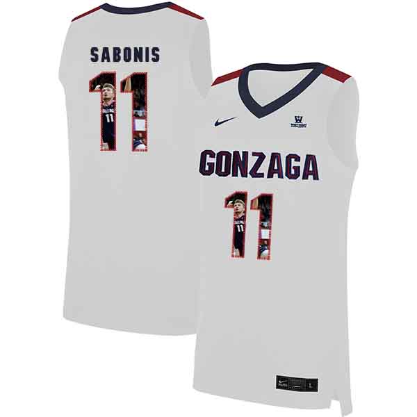Gonzaga Bulldogs 11 Domantas Sabonis White Fashion College Basketball Jersey