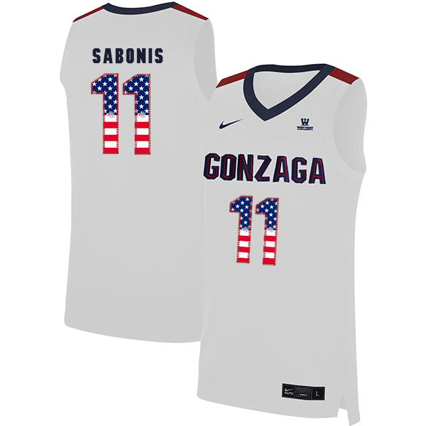 Gonzaga Bulldogs 11 Domantas Sabonis White USA Flag College Basketball Jersey