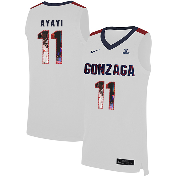 Gonzaga Bulldogs 11 Joel Ayayi White Fashion College Basketball Jersey
