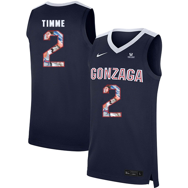 Gonzaga Bulldogs 2 Drew Timme Navy Fashion College Basketball Jersey