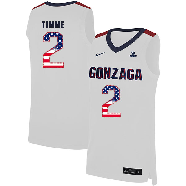 Gonzaga Bulldogs 2 Drew Timme White USA Flag College Basketball Jersey