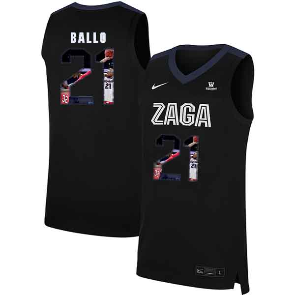 Gonzaga Bulldogs 21 Oumar Ballo Black Fashion College Basketball Jersey